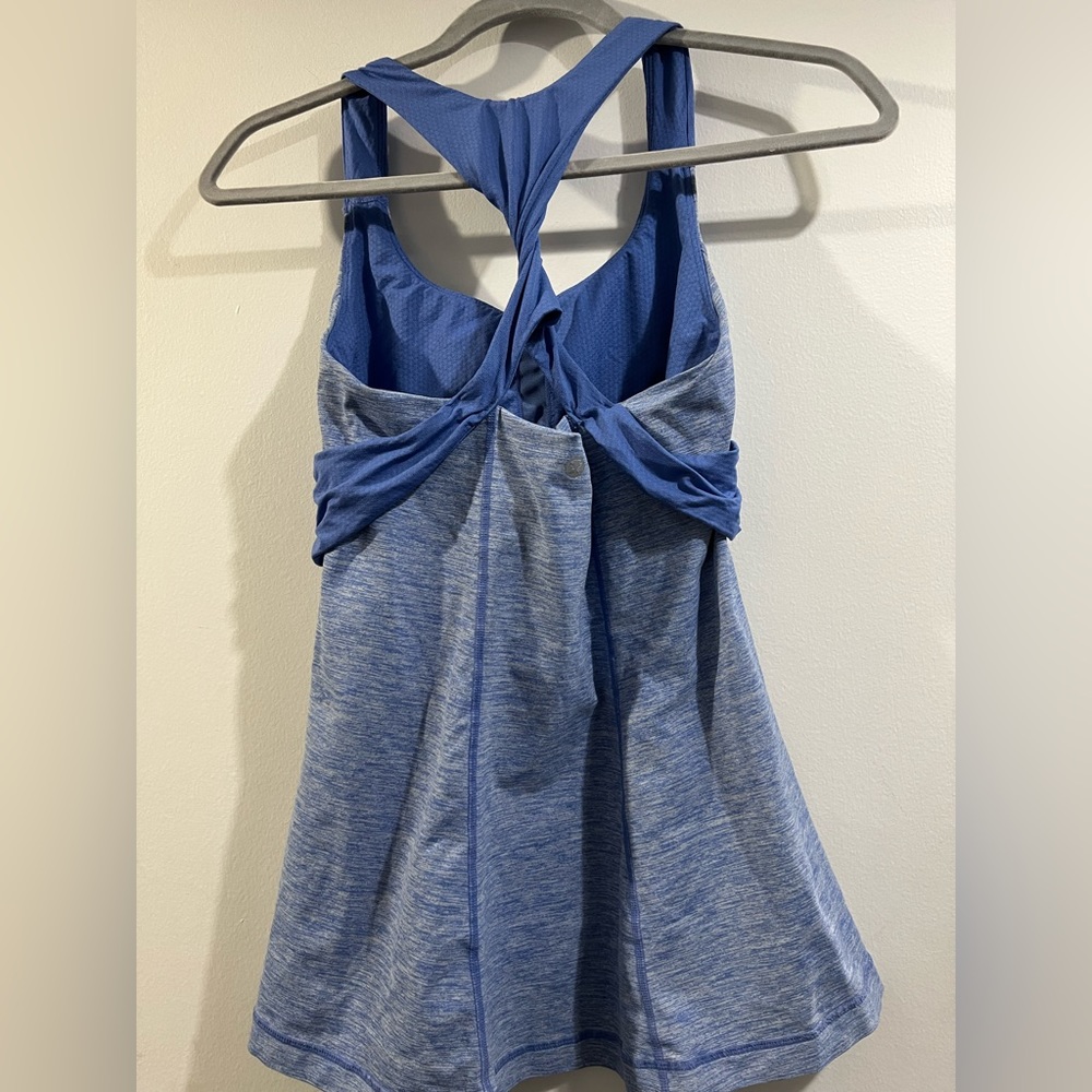 Lululemon Spin Me Tank 6 Heathered royal blue Circle Mesh racerback mesh LN - Picture 3 of 8